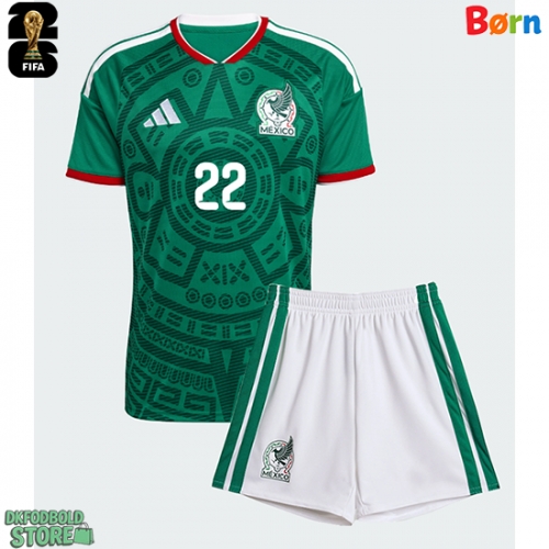 Mexico Hirving Lozano #22 Replika Babytøj Hjemmebanesæt Børn VM 2026 Kortærmet (+ Korte bukser)